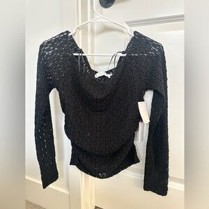 Astr The Label Textured Black Knit Top